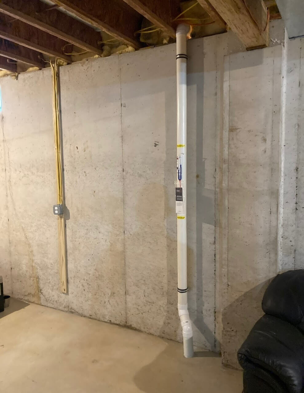 Radon reduction system in a crawl space