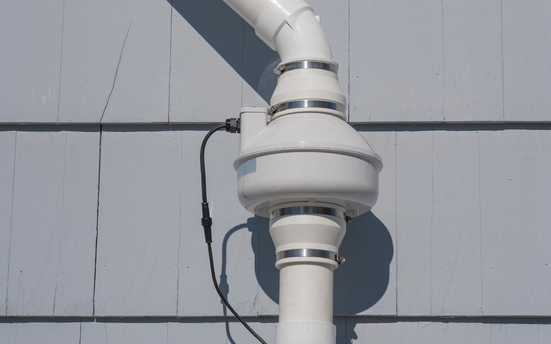 Stock image of a working radon mitigation system.